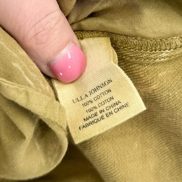 Ulla Johnson Wesley Cotton Denim Tunic Mini Dress 0 Oasis Khaki Balloon Sleeve - Picture 13 of 15